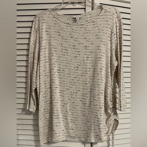 J. Jill, Pure Jill Women's Top, Ivory/Heather Gray w/ Drawstring on Side, Large